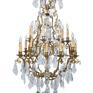 Appraisal: A French Gilt Bronze and Cut Glass Twenty-Light Chandelier th