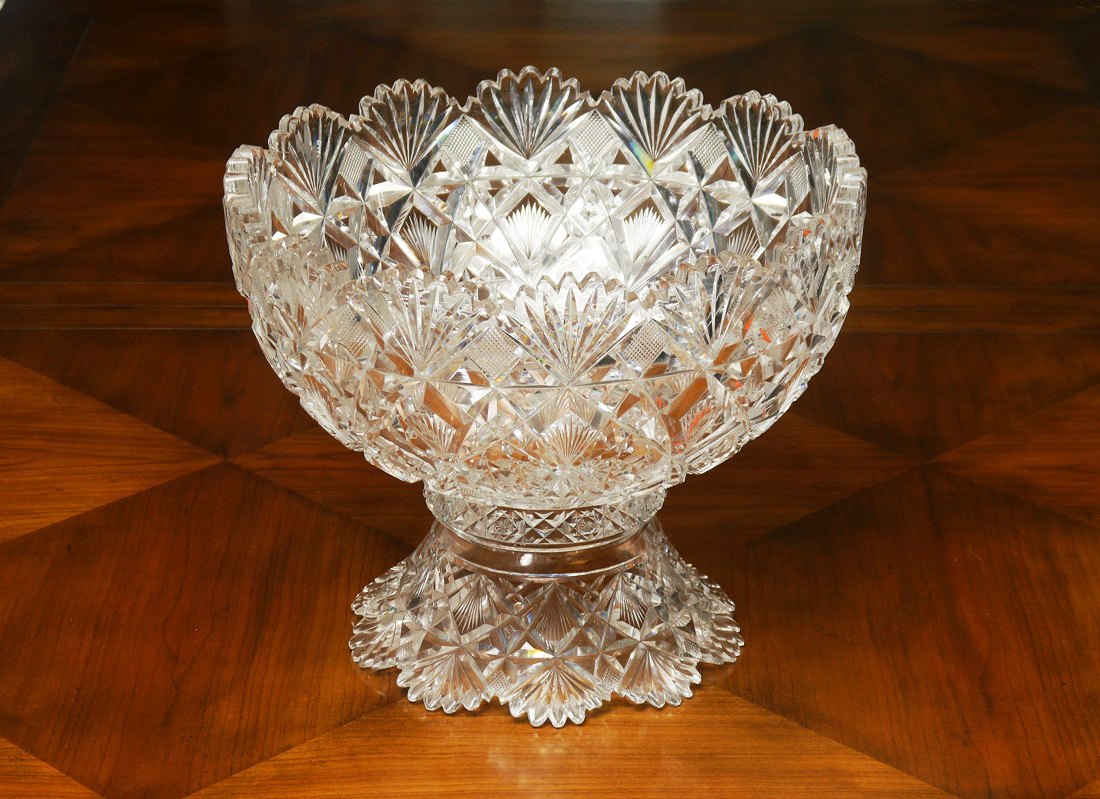 Appraisal: HAWKES AMERICAN BRILLIANT CUT GLASS PUNCH BOWL ON STAND Acid