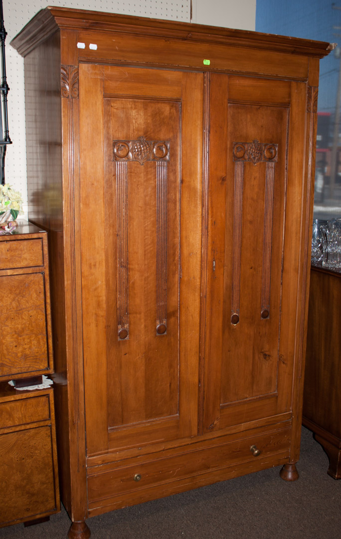 Appraisal: Art nouveau style wardrobe converted to an entertainment center