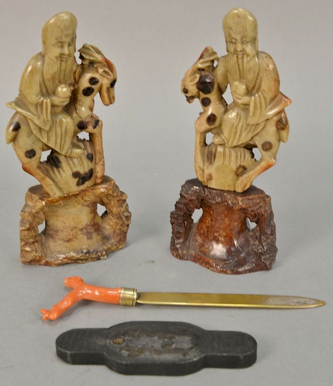 Appraisal: Group of Asian items to include a pair of carved