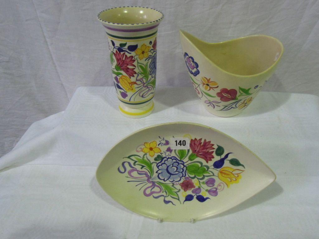 Appraisal: Three pieces of traditional Poole Pottery including a free form