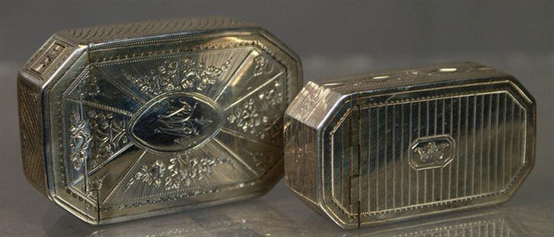 Appraisal: George III silver snuff boxes London GB maker Birmingham maker