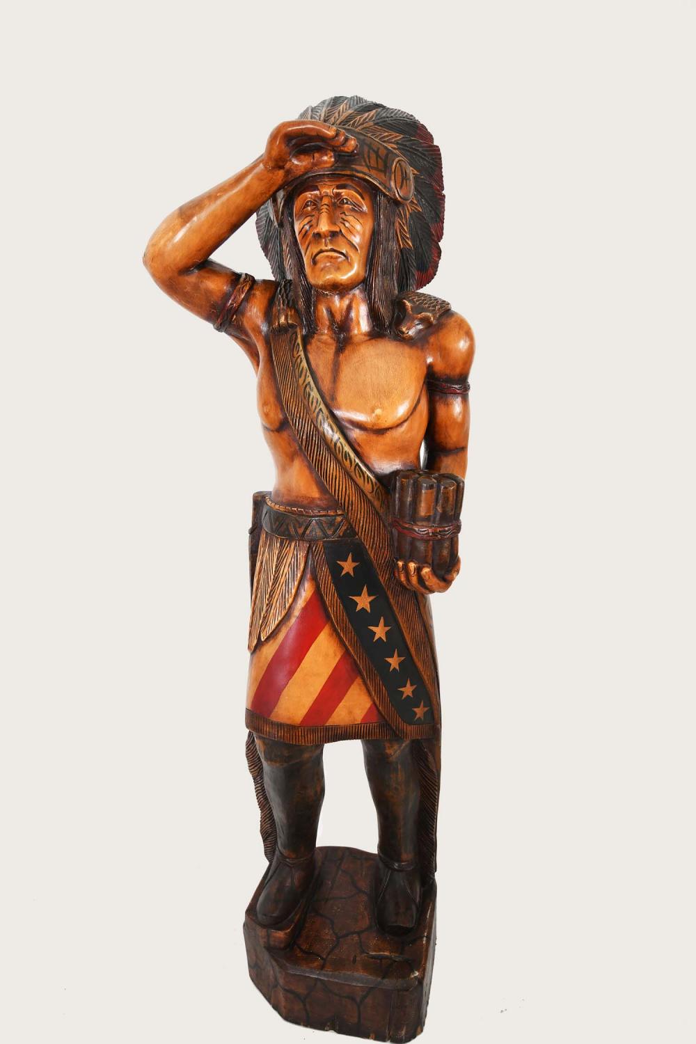 Appraisal: LIFE SIZED PAINTED CARVED CIGAR STORE INDIANModern The Native American