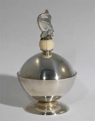 Appraisal: A Gorham silver cup and cover ovoid with ivory ball