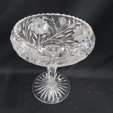 Appraisal: Cut Glass Tall Compote floral