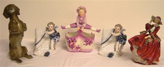 Appraisal: Porcelain figurines including Royal Doulton ''Top O the Hill'' pair