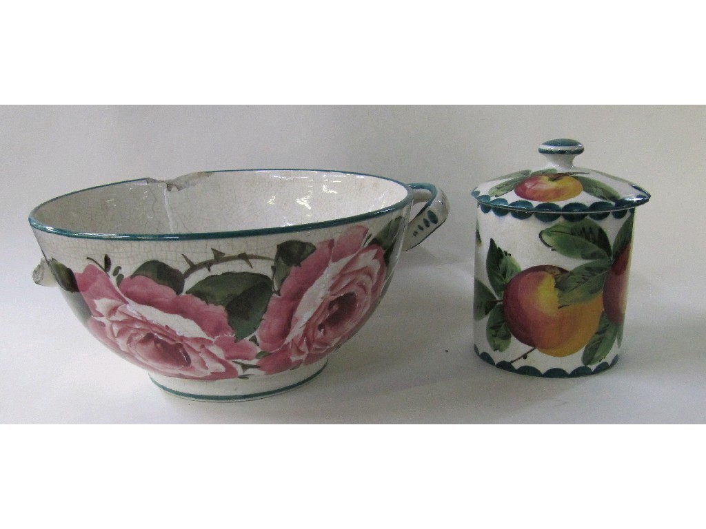 Appraisal: Wemyss preserve pot and cover decorated with apples and a