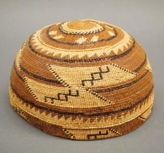 Appraisal: Hupa hat A circa Hupa basketry hat False embroidered geometric