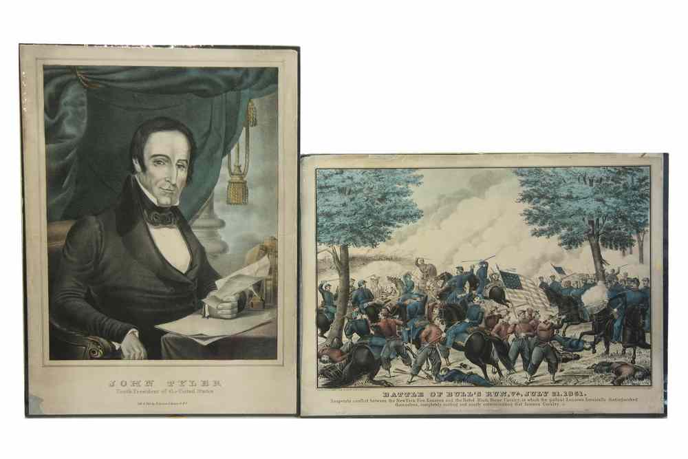 Appraisal: LITHOGRAPHS - handcolored lithographs including Captioned 'John Tyler Tenth President