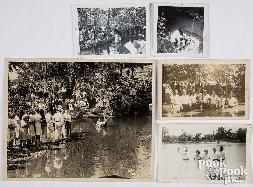 Appraisal: Five southern river baptism photographs Five southern river baptism photographs