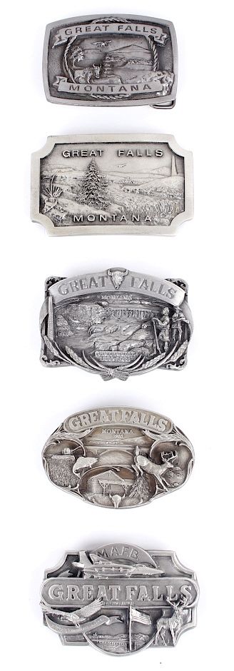 Appraisal: Great Falls MT Belt Buckle Collection This is a collection