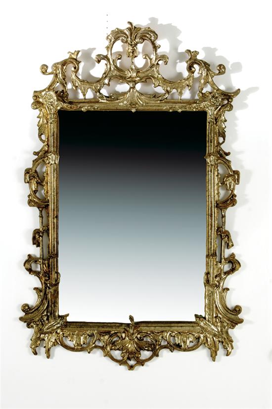 Appraisal: Chinese Chippendale style silver-gilt decorated overmantel mirror intricate frame of