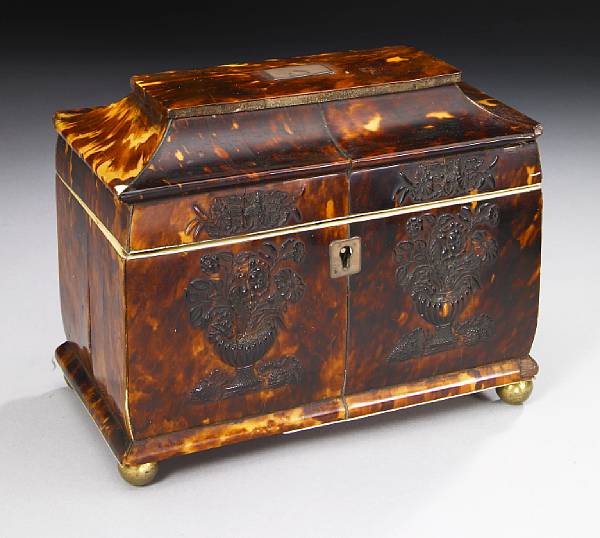 Appraisal: A Regency tortoiseshell tea caddy first quarter th century Of