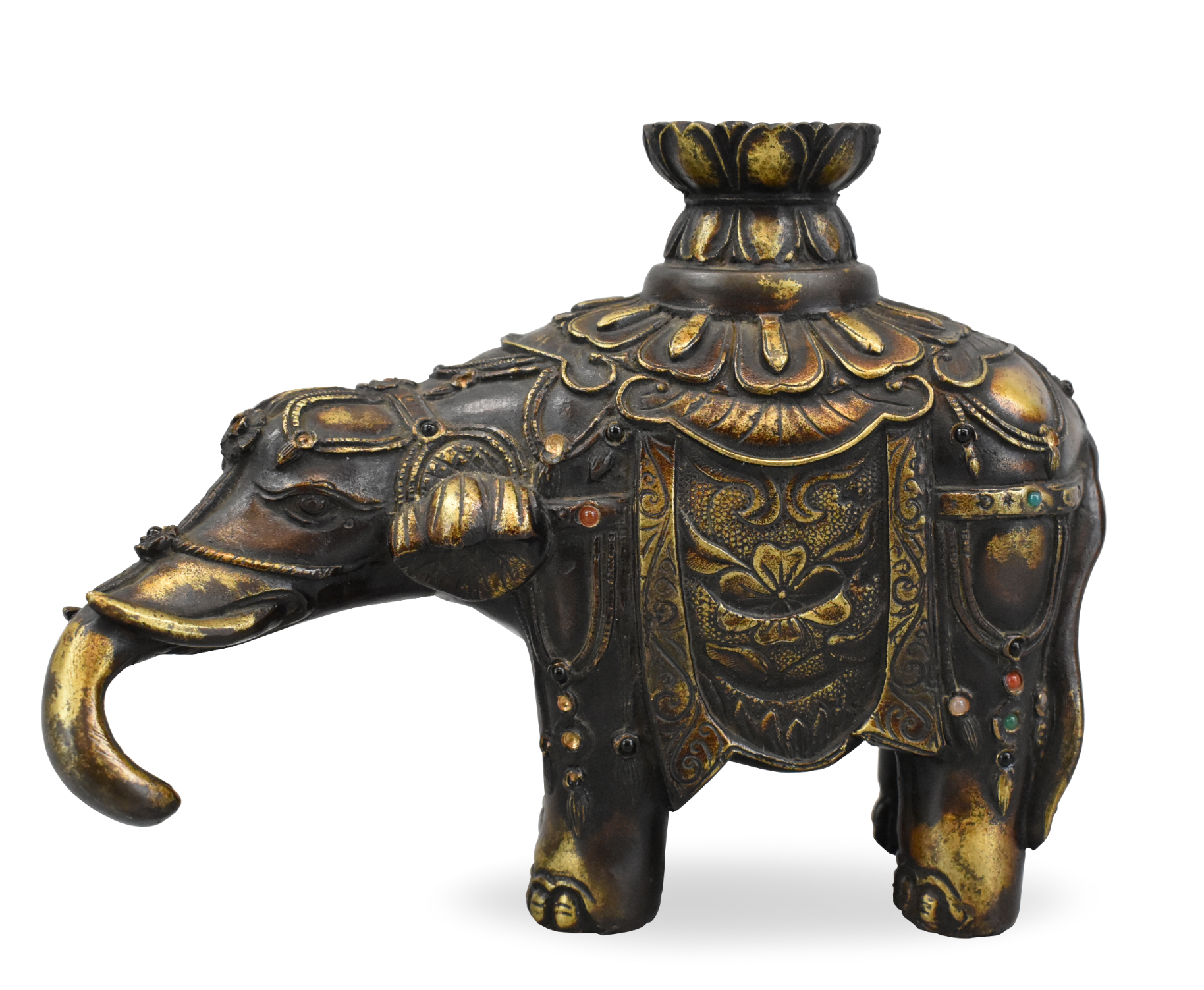 Appraisal: A Chinese gilt bronze elephant inlaid with jewels dating from