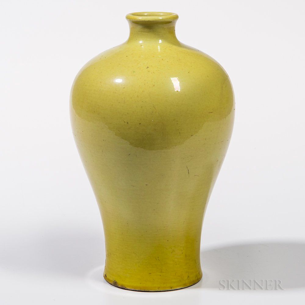 Appraisal: Yellow-glazed Meiping Vase Yellow-glazed Meiping Vase China th century the