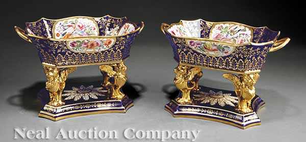 Appraisal: A Pair of English Polychrome and Gilt-Decorated Porcelain Fruit Stands