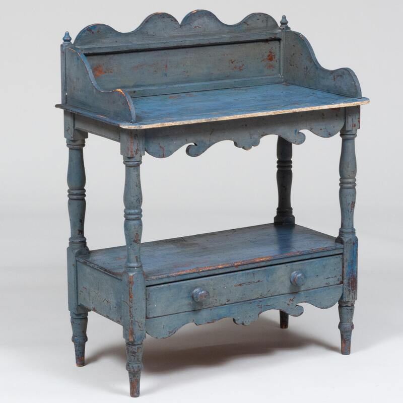 Appraisal: Victorian Blue Painted Table x x in Condition Wear with