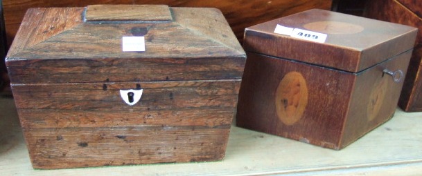 Appraisal: A Victorian mahogany tea caddy of lozenge shape and conch