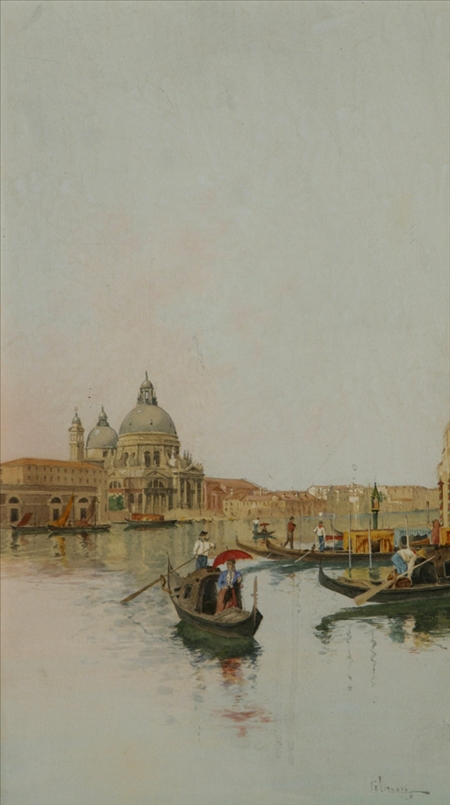 Appraisal: Giuseppe Vizzotto Alberti Italian - Venetian Canal Scene with a