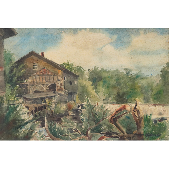 Appraisal: Aaron Bohrod American - ''River and Mill '' c watercolor