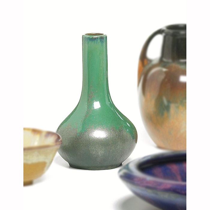 Appraisal: Fulper vase bulbous form covered in a green and charcoal