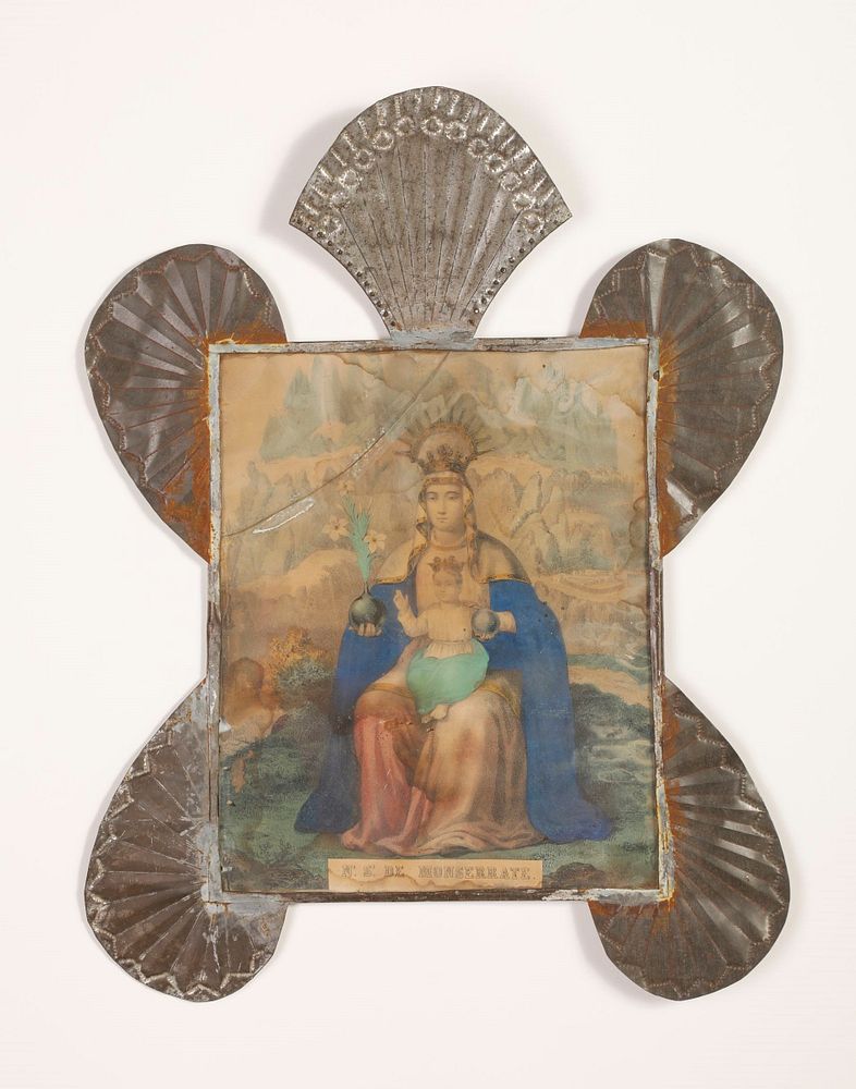 Appraisal: Tin Frame with Devotional Print ca - Attributed to Fan