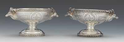 Appraisal: A Pair of Victorian Figural Silver Plate Salt Chalices Ovoid