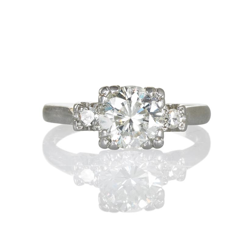 Appraisal: DIAMOND PLATINUM ENGAGEMENT RING CA Transitional cut diamond x x