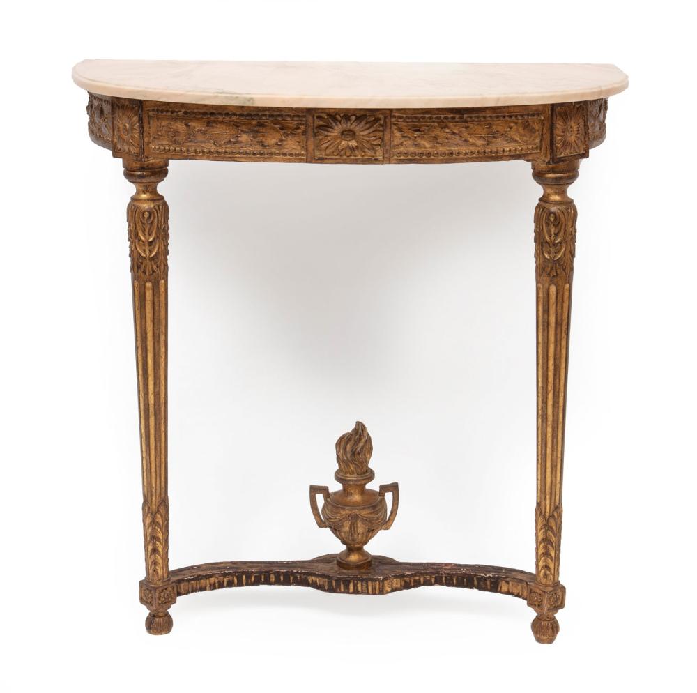 Appraisal: Louis XVI Giltwood Demilune Console th c and later rose