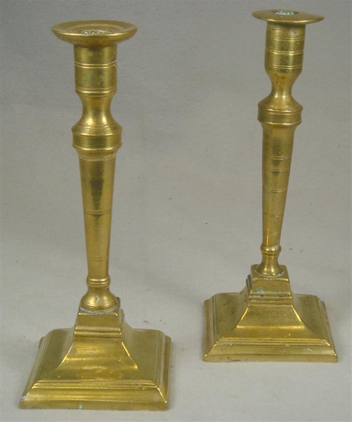 Appraisal: Pr brass candlesticks pc threaded construction tall Estimate -