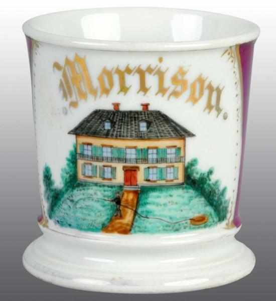 Appraisal: Morrison Occupational Shaving Mug Description Image of a man watering