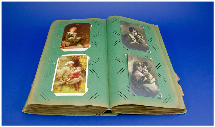 Appraisal: Large Postcard Album containing embroidered postcards and erotic scene cards