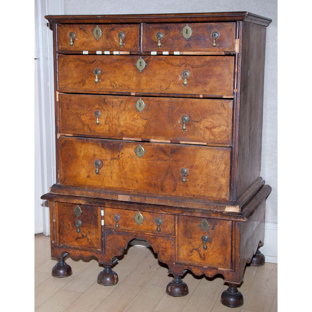 Appraisal: George I Walnut Chest on Stand th Century The upper