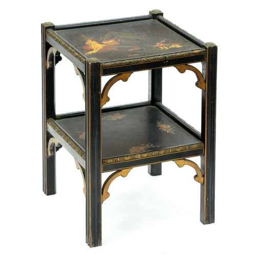 Appraisal: A japanned two tier bedside table c cm h x