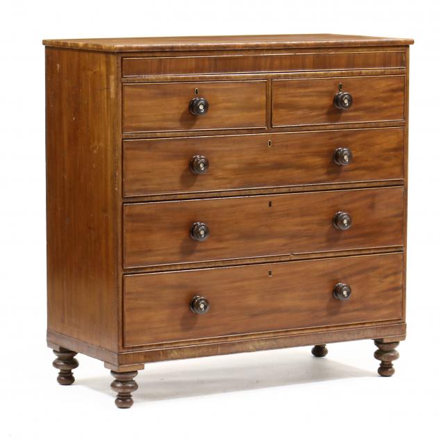 Appraisal: GEORGE III MAHOGANY CHEST OF DRAWERS WITH HIDDEN COMPARTMENT Circa