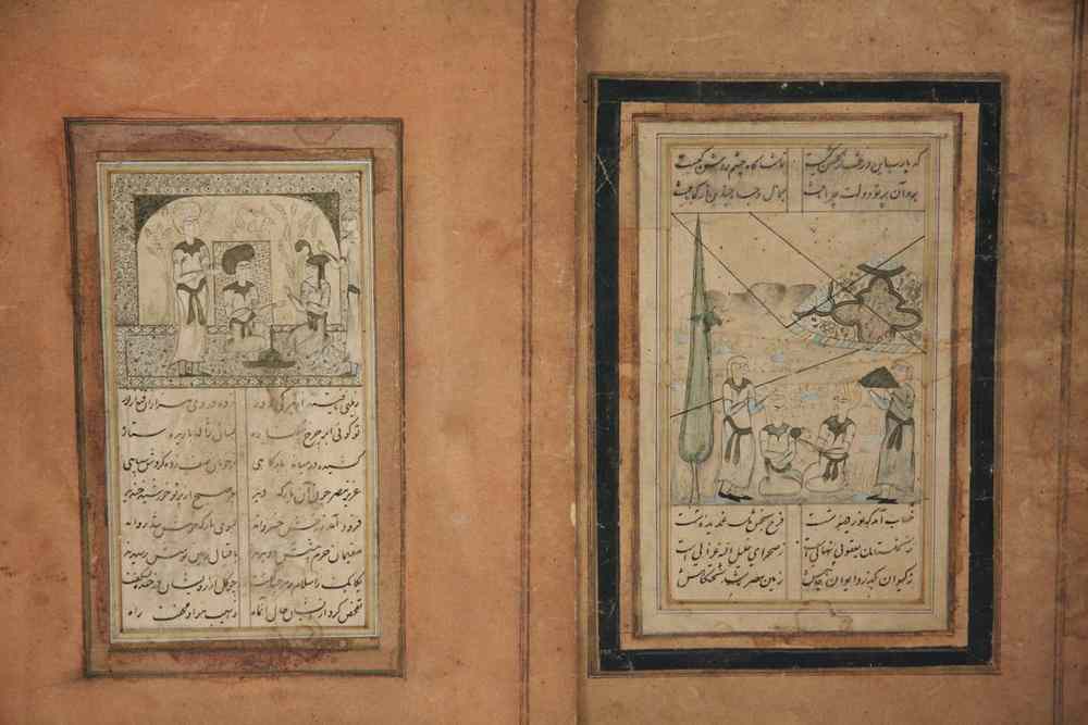 Appraisal: PERSIAN W C'S - Two Early Persian Watercolors court scenes