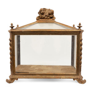 Appraisal: An Italian Giltwood Reliquary Vitrine th Century Height x width