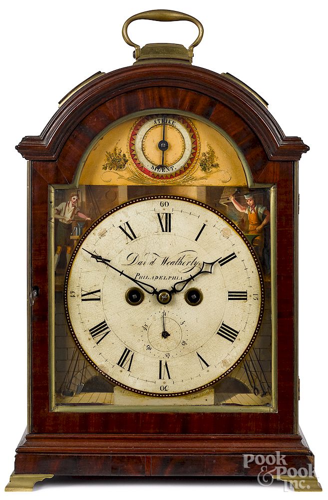 Appraisal: Rare Philadelphia Federal mahogany bracket clock Exclusive on Bidsquare Rare