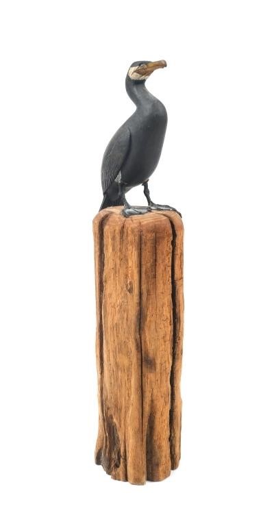 Appraisal: Miniature sea bird sculpture by Joan Seibert Lifelike carving mounted