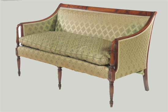 Appraisal: SHERATON-STYLE SOFA American early th century mahogany Good detail including