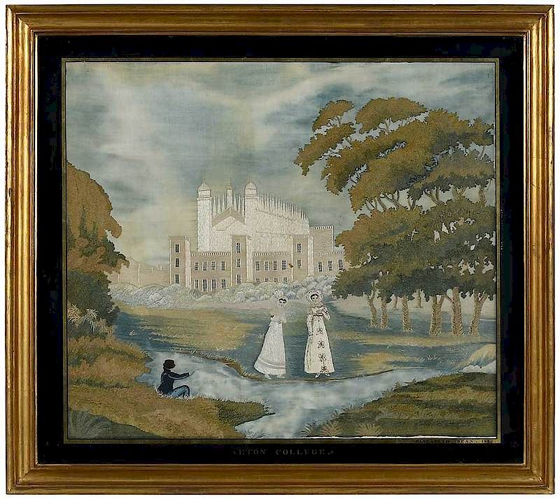 Appraisal: Signed Eton College Silk Embroidery British circa view of Eton