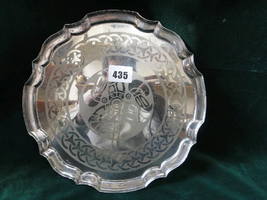 Appraisal: A modern silver salver with stylised Celtic style decoration and