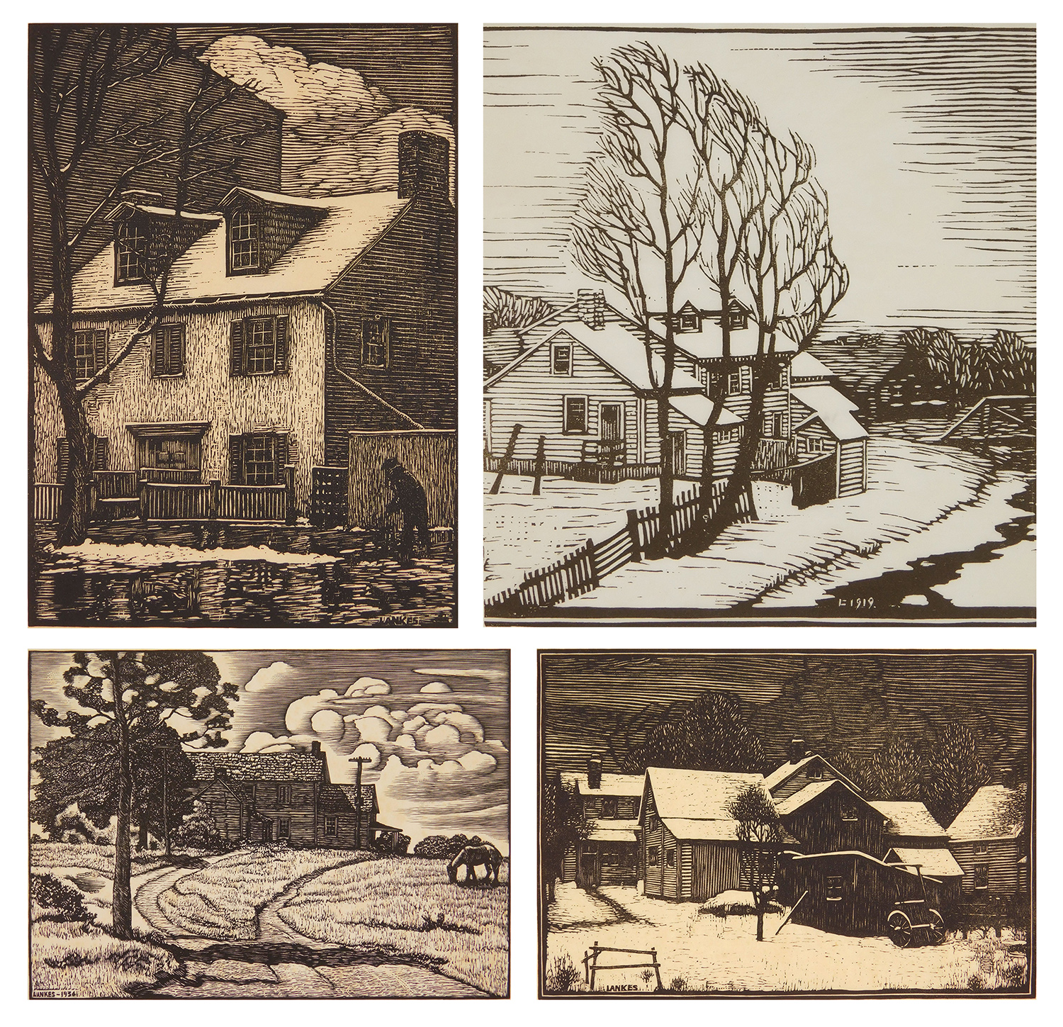 Appraisal: Julius J Lankes - House in Winter Landscape- woodcut signed