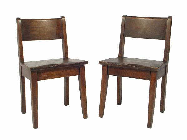 Appraisal: Two Arts and Crafts stained oak childrens side chairs height