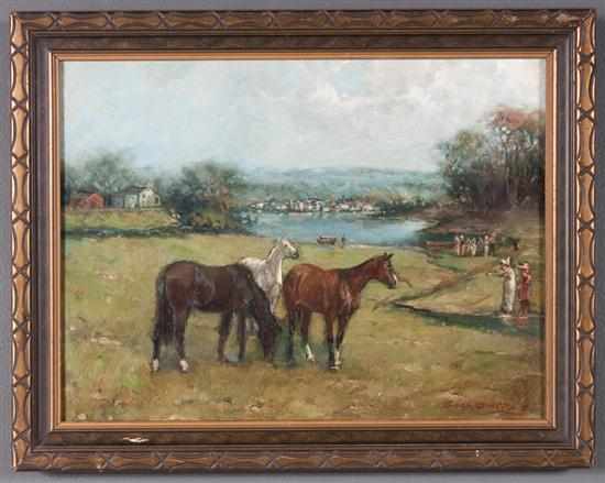 Appraisal: Gean Smith American - Three Horses in a Landscape with