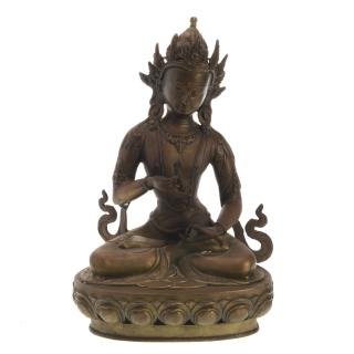 Appraisal: Large Tibetan gilt metal figure of Buddha Large Tibetan gilt