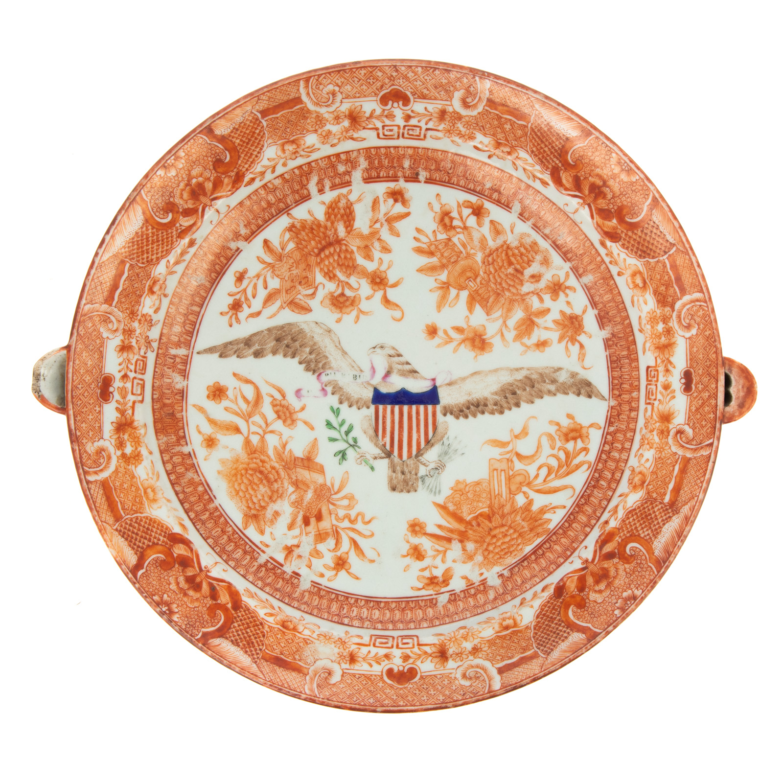 Appraisal: CHINESE EXPORT ORANGE FITZHUGH EAGLE WATER PLATE Jiaqing Era circa