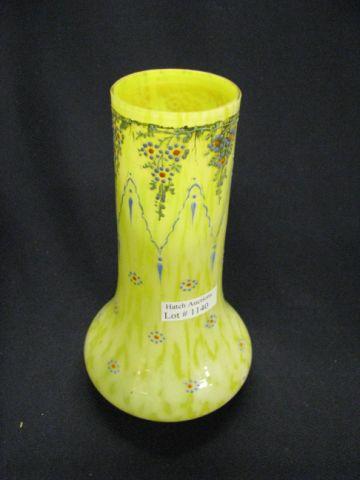 Appraisal: Victorian Art Glass Vase yellow and white spatter enameled flowers