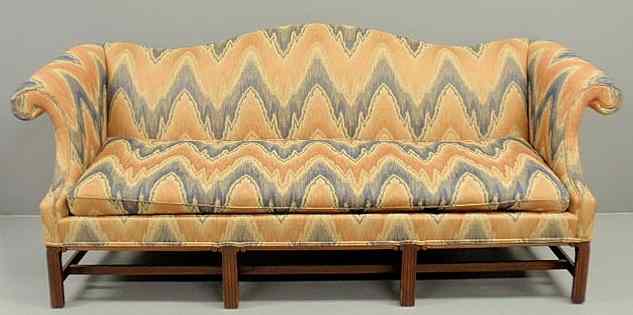 Appraisal: Chippendale style mahogany camelback sofa by Hickory Chair Co with