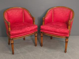 Appraisal: Pair of French style bergere armchairs th century h x